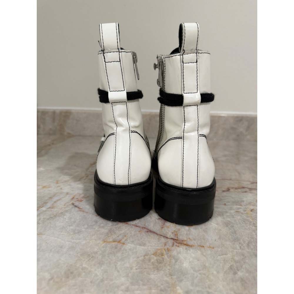 AllSaints Donita White Leather Combat Moto Boots EU 38 US 8 - Picture 4 of 13